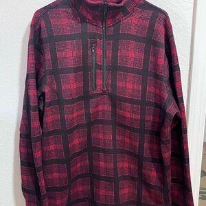 Men's Red and Black Plaid Pullover